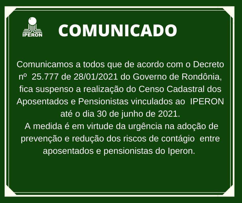comunicado iperon recadastro